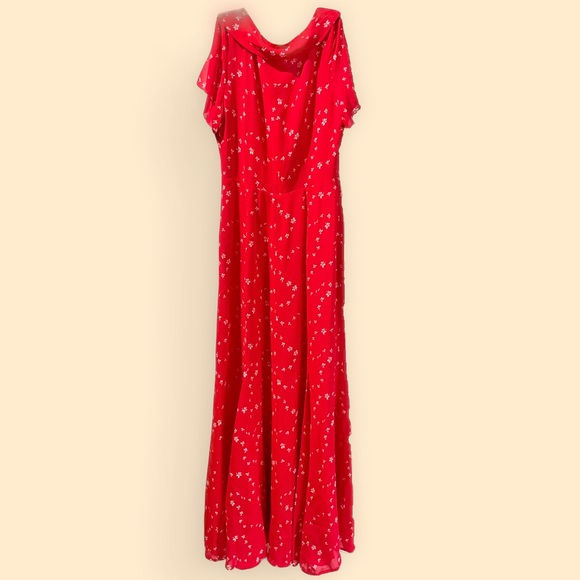 NWT Reformation Talleen Floral Ruffle Maxi Dress Size 4 in Fresno Red - Picture 5 of 9